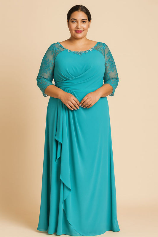 VESTIDO DE FIESTA ZARKY EN TALLA 44 COLOR TURQUESA Y MANGAS LARGAS
