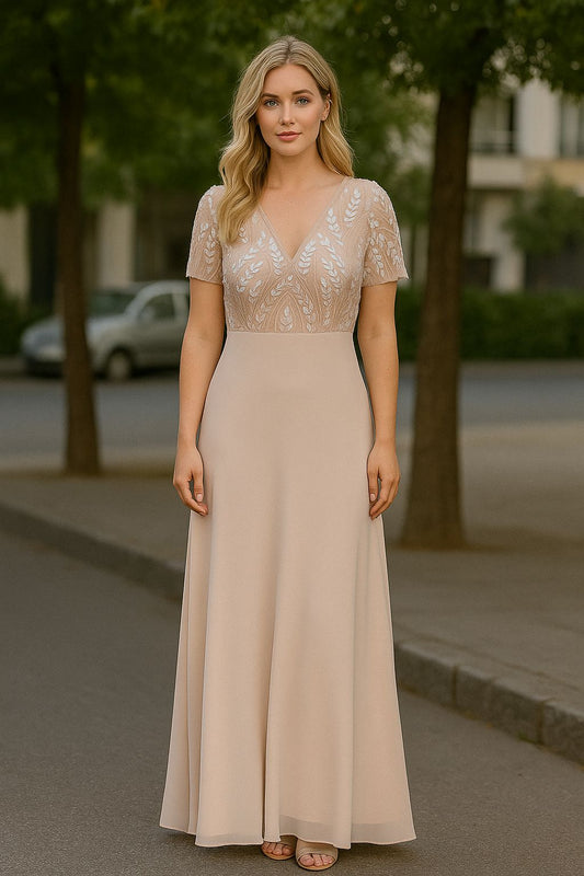 VESTIDO DE FIESTA ALEX  CON  CORTE  ,PALO DE ROSA EN TALLA 40