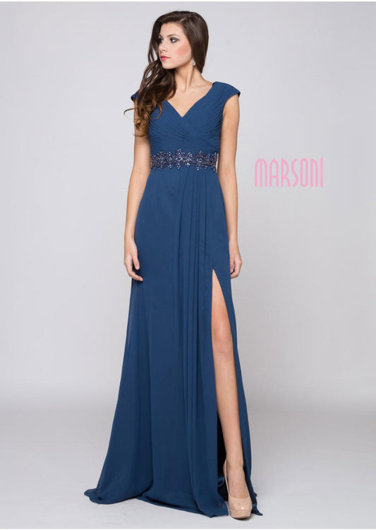 VESTIDO DE FIESTA  AUGUSTA TALLA 36 CON APLICACIONES EN LA CINTURA