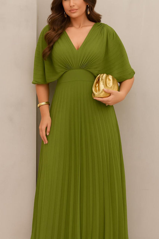 Vestido de fiesta Noemi  plisado con manga murcielago