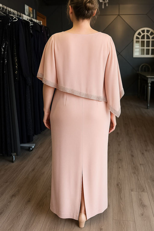 VESTIDO DE FIESTA  MURIEL CON CAPA Y APLICACIONES