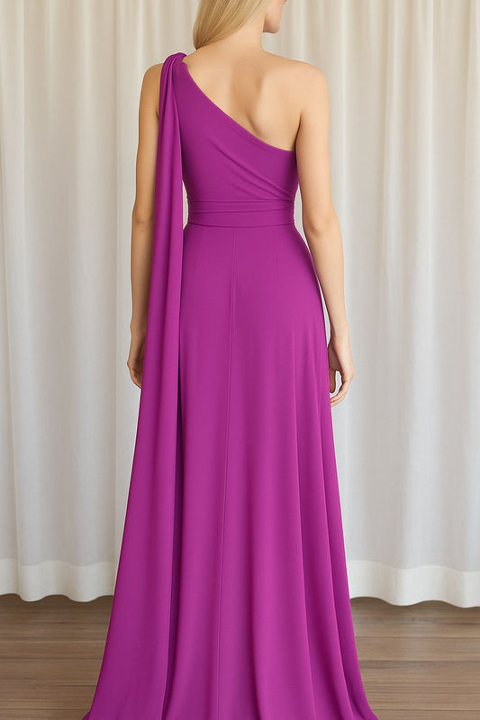 VESTIDO DE FIESTA ELY EN COLOR FUCSIA ASIMETRICO TALLA 42