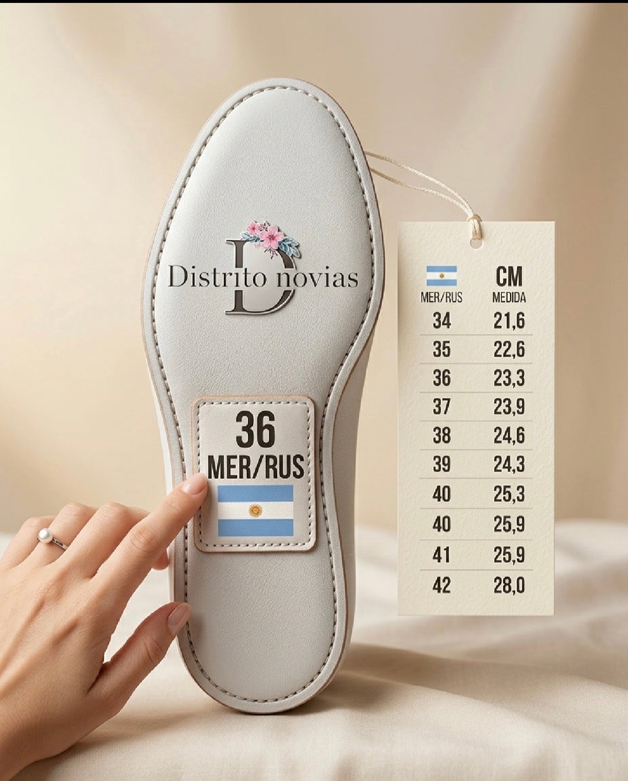 Sandalia de cuero para novia y fiesta Vitral, taco 9,5 cms y plataforma 2 cms procedencia Argentina