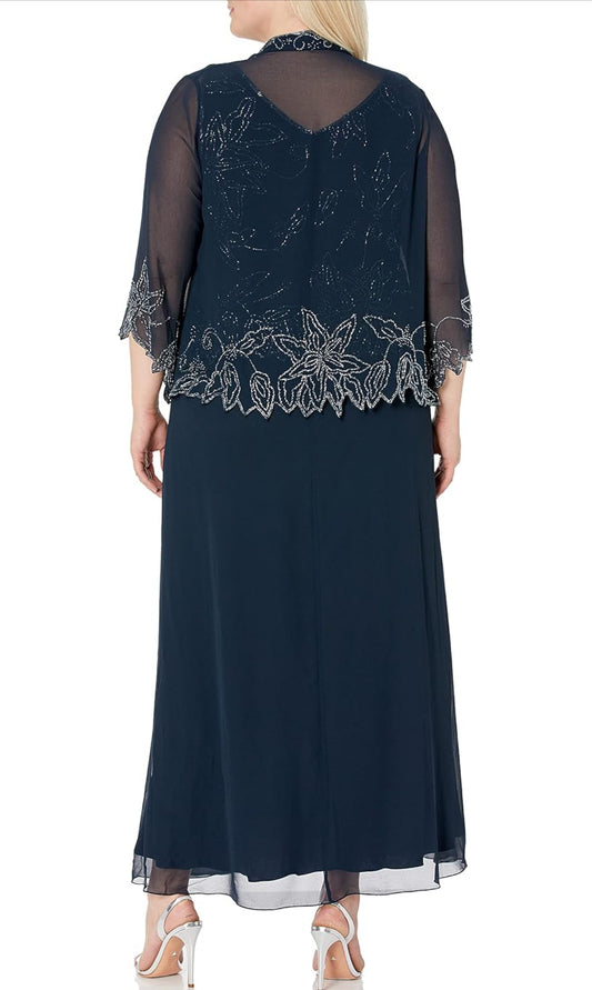 VESTIDO DE FIESTA  LULU CON PEDRERÍA ,CHAQUETA Y FALDA DE GASA