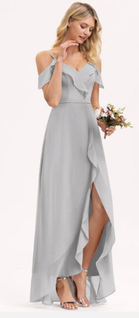 VESTIDO DE FIESTA MILA CON VOLANTES Y TIRANTES
