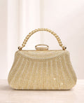 Bolso de fiesta New york con manilla y brillos en dorado champagne