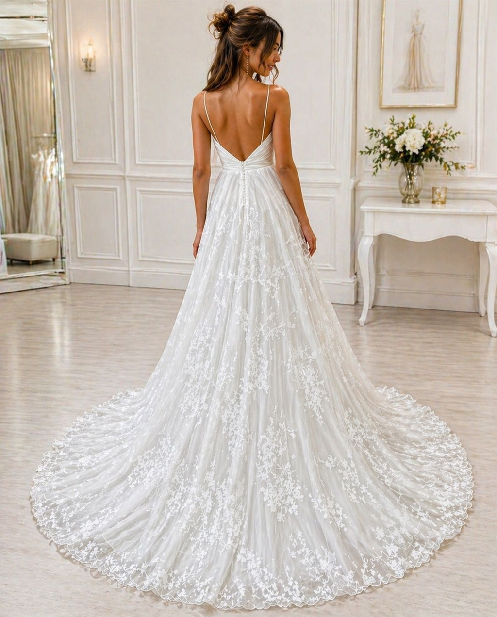 Vestido de novia Amaya corte A y drapeado frontal