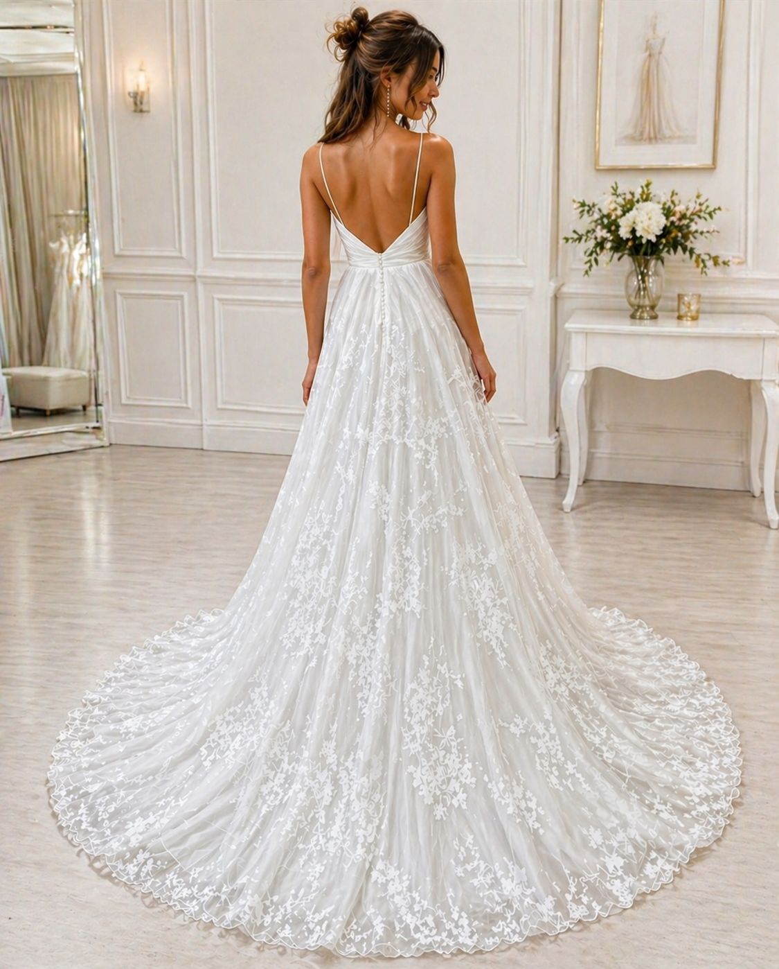 Vestido de novia Amaya corte A y drapeado frontal