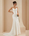 Vestido de novia Anita estilo semi sirena con cola, elegante sencillez