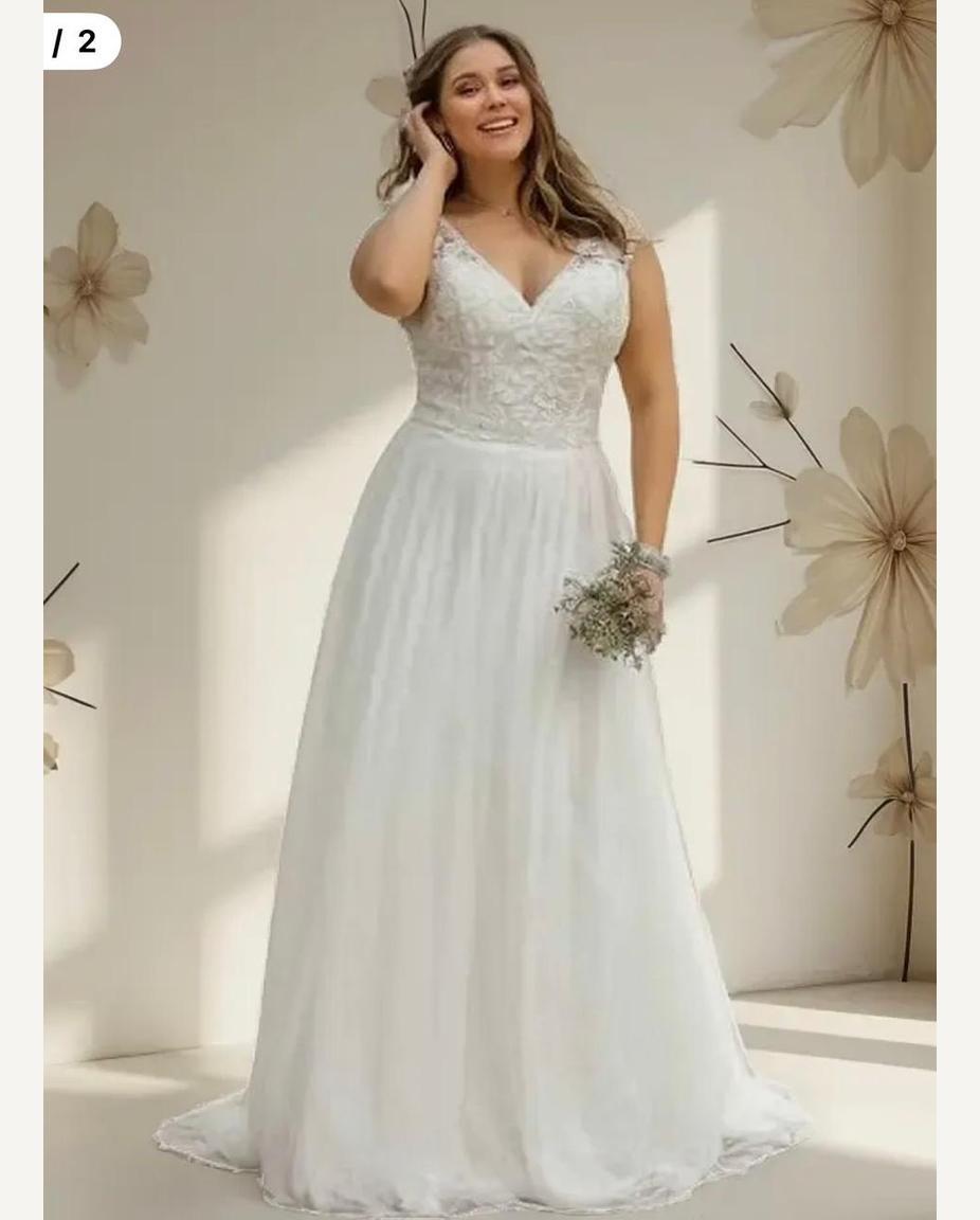 Vestido de novia Cindy en encaje de algodón y gasa
