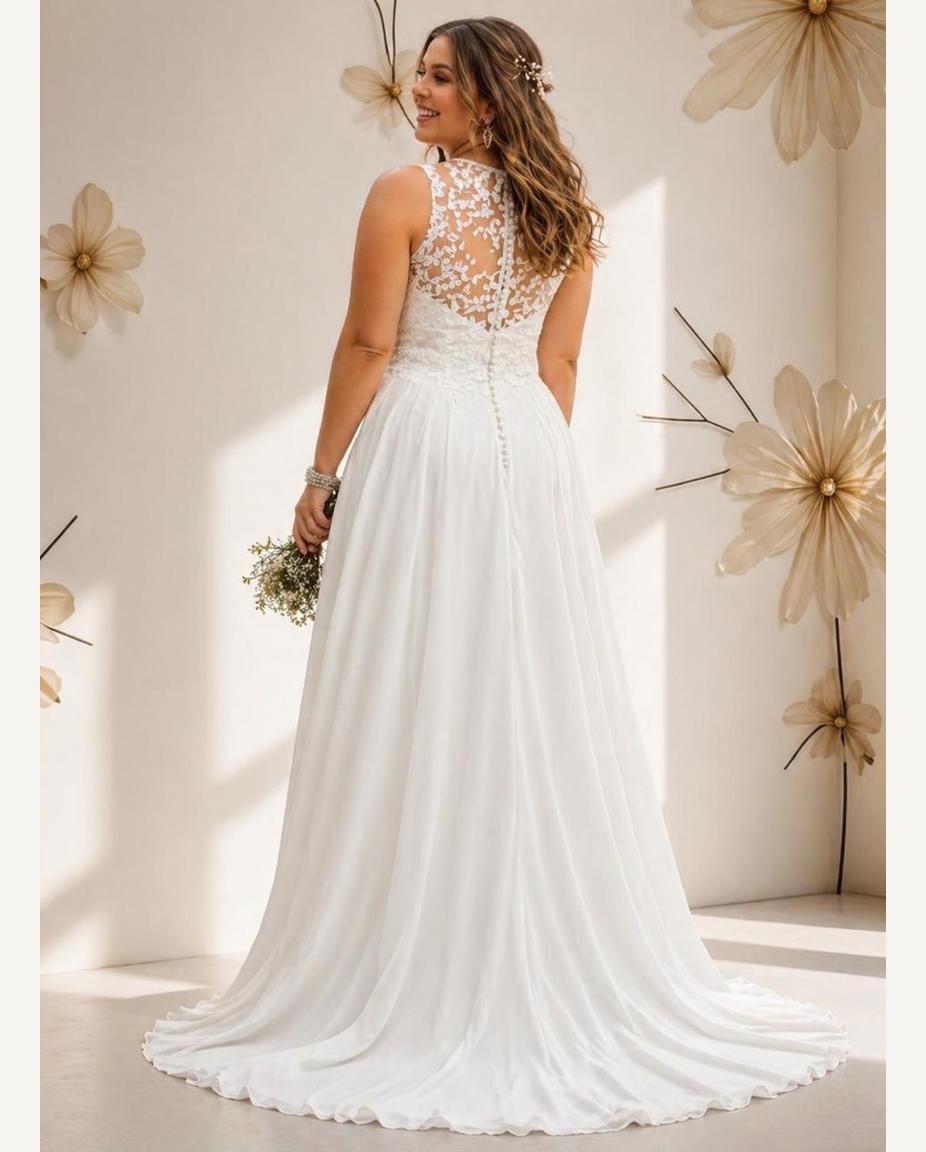 Vestido de novia Cindy en encaje de algodón y gasa