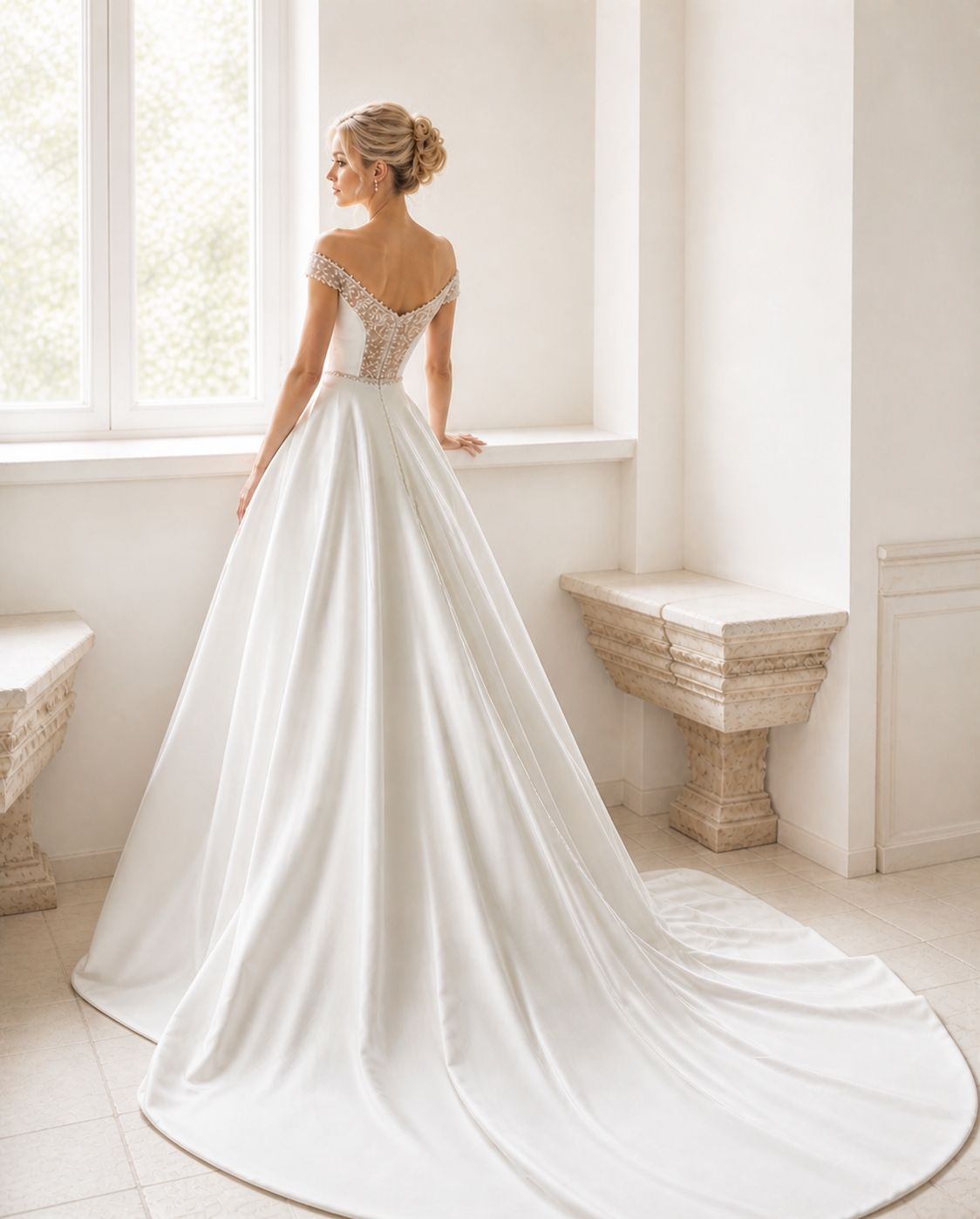 Vestido de novia Candelaria estilo princesa con detalle en pedrería