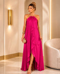 Vestido de fiesta Rosario de caída fluida y cuello halter