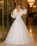 Bolero tipo piel para novia cuello alto