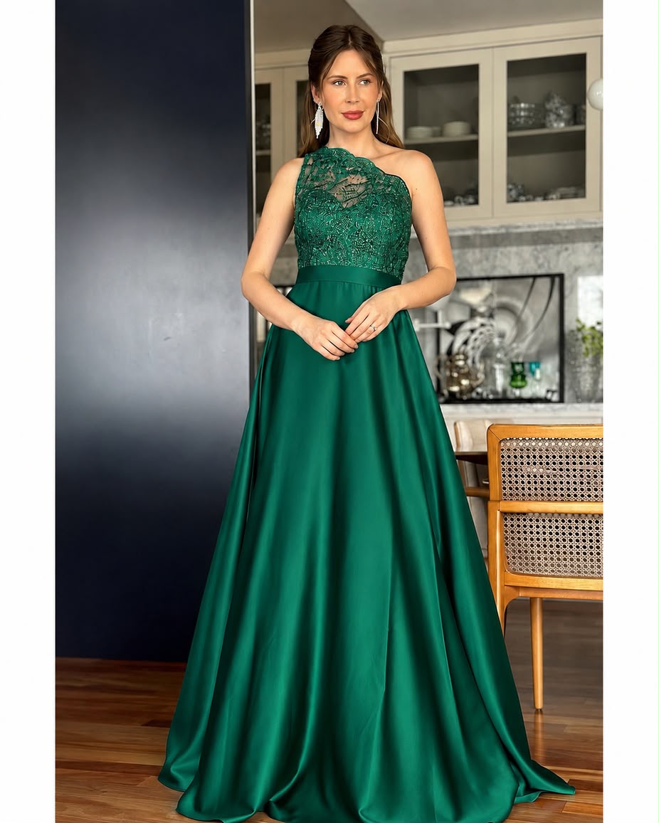 Vestido de fiesta Odette asimetría en encaje