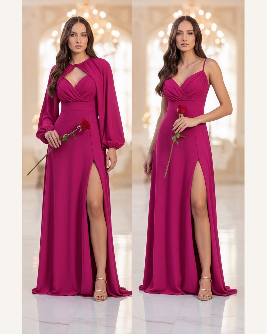 Vestido de fiesta Carmen con mangas desmontables