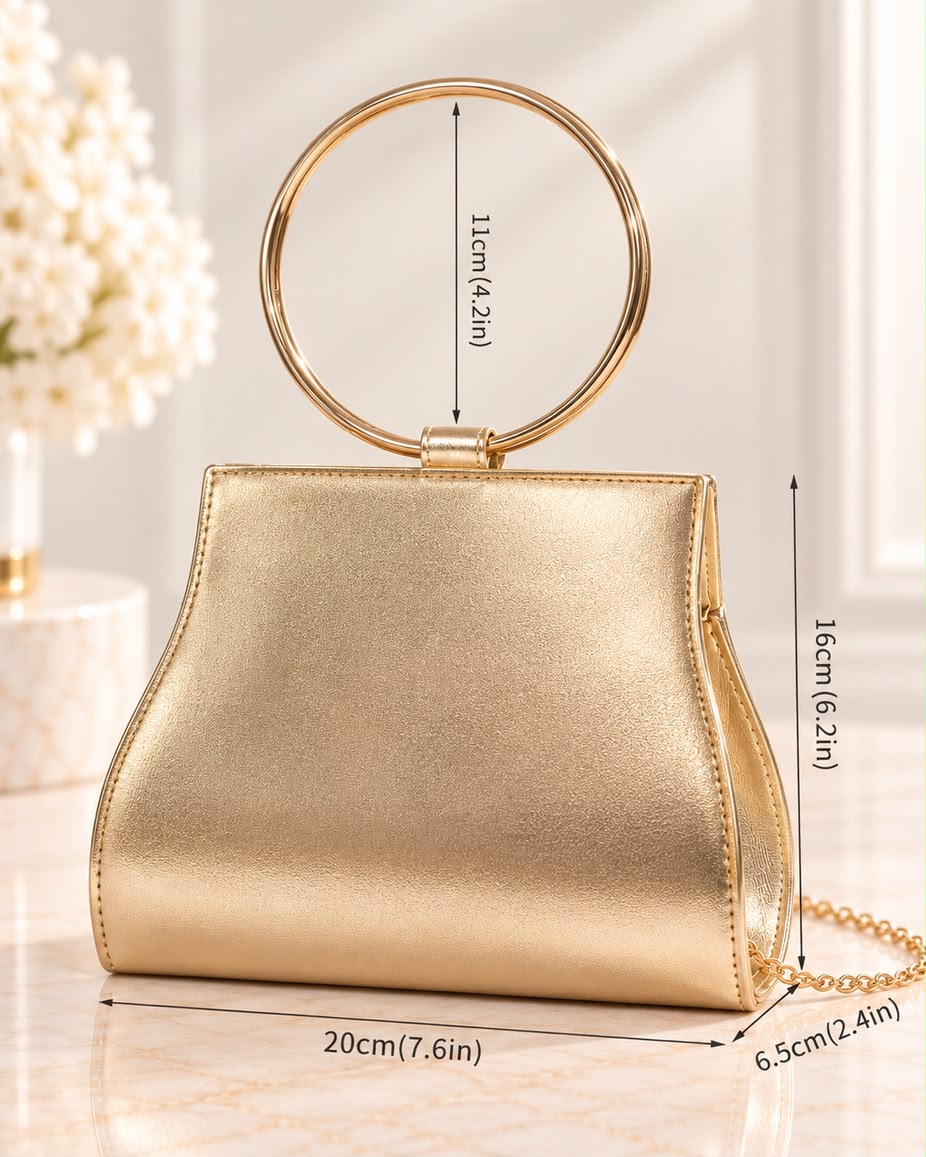 Bolso de fiesta Diamante curvy en tono dorados y aplicaciones plata