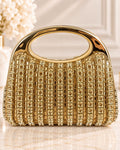 Bolso de fiesta Venus dorada con cristales y cadena desmontable