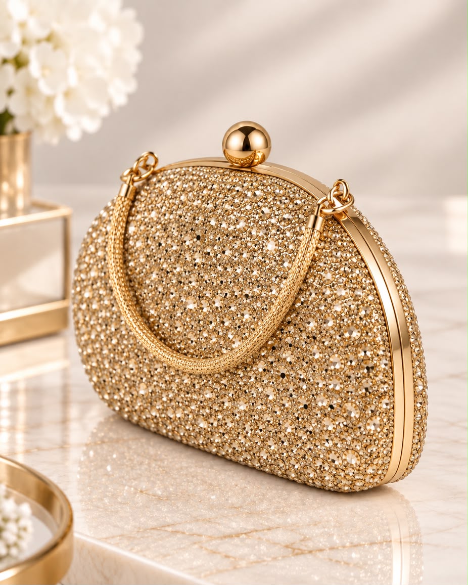 Bolso de fiesta Ovolo cristales y asa curva