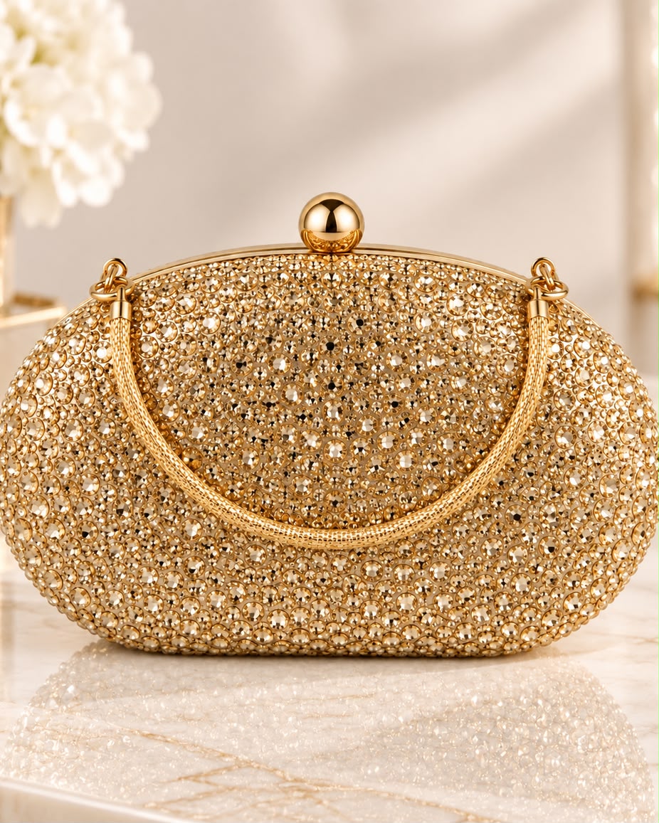 Bolso de fiesta Ovolo cristales y asa curva