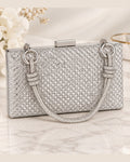 Bolso de fiesta Dublín plateada con manilla decorativa y cristales