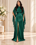 Vestido de fiesta Jannine con capa fluida en seda fría