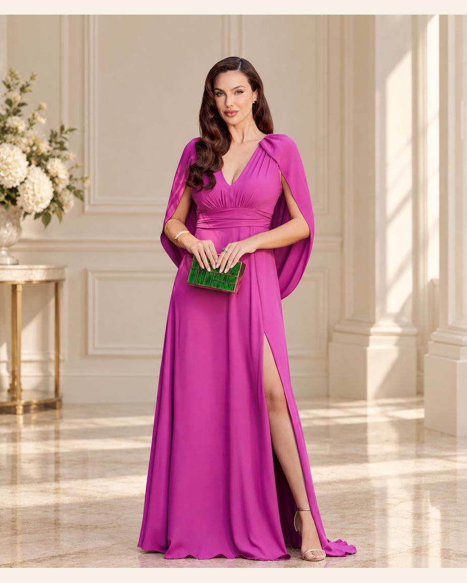 Vestido de fiesta Ángel con capa cascada