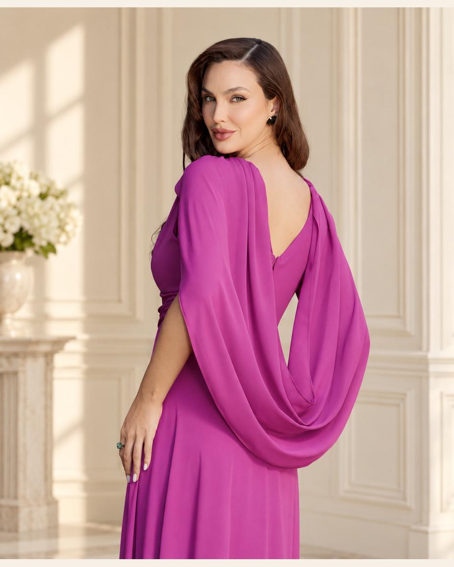 Vestido de fiesta Ángel con capa cascada