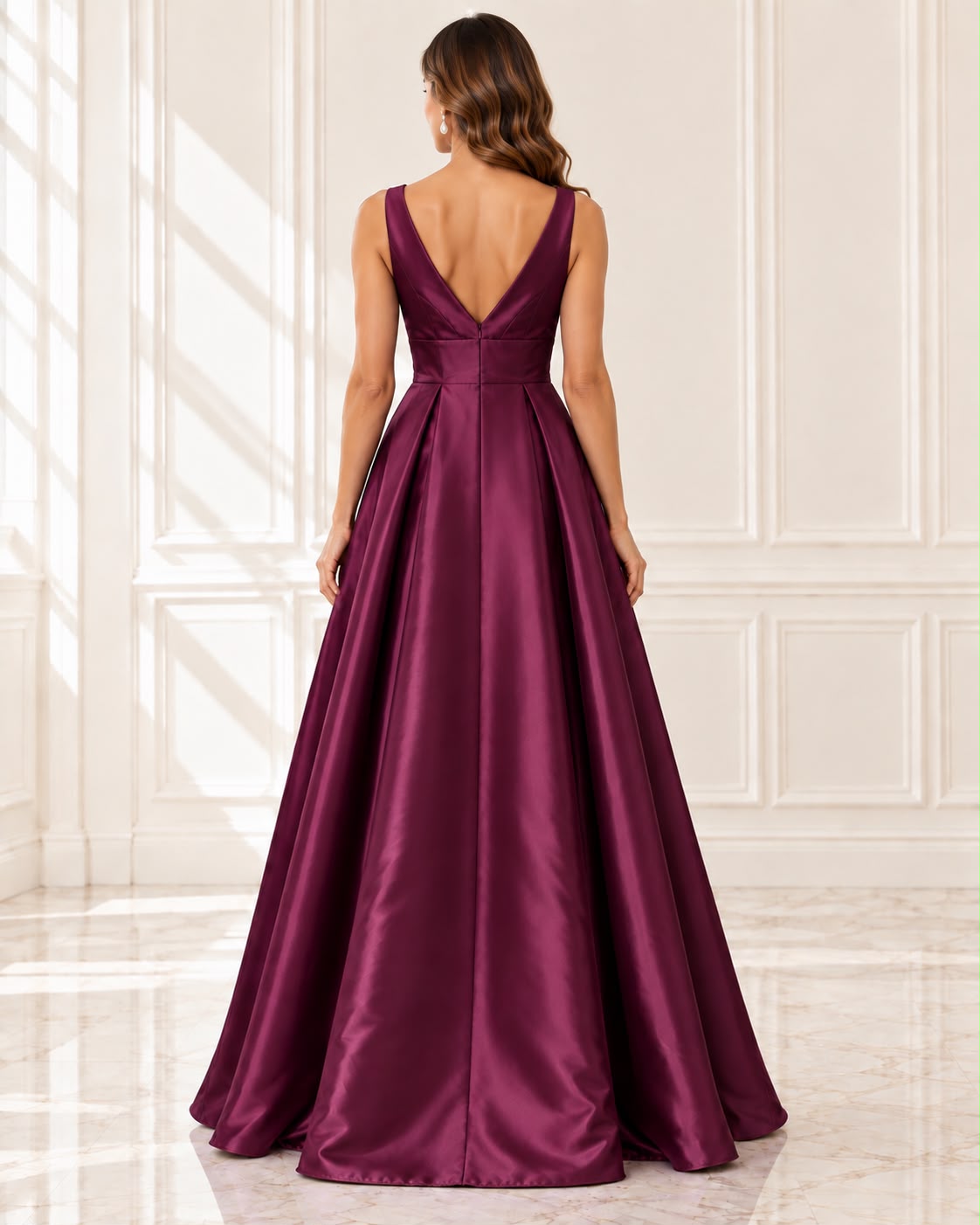 Vestido de fiesta Nicolle acabado satinado y corte en la cintura