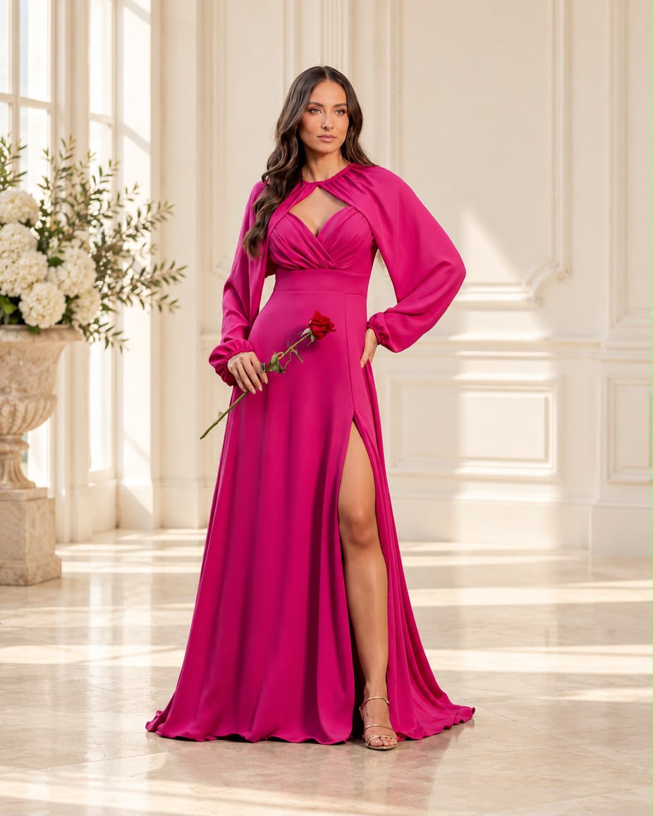Vestido de fiesta  Kenya con mangas desmontables