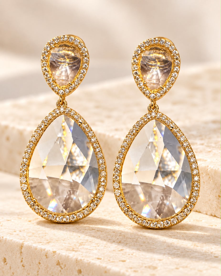 Aros dorados Windsor doble gota
