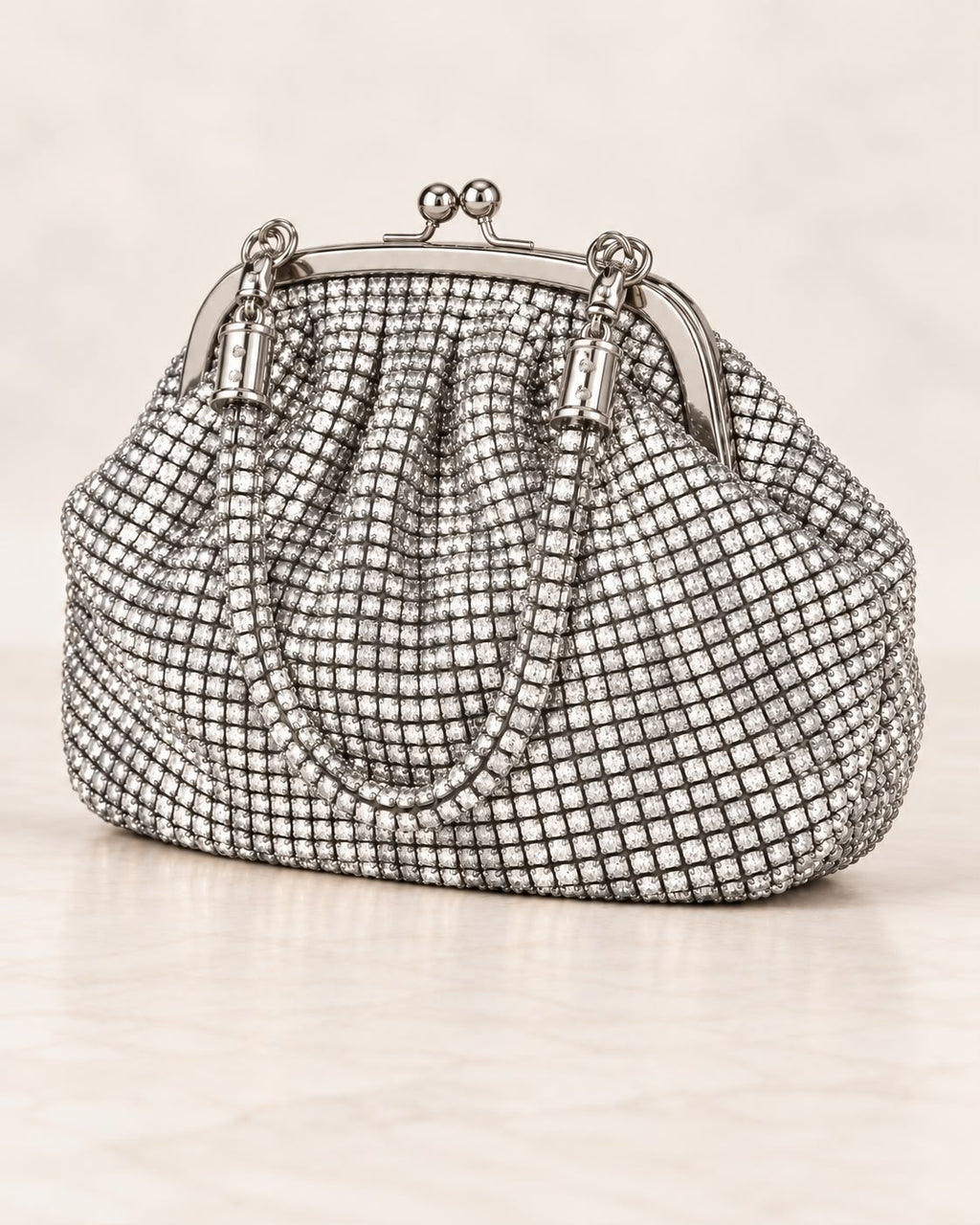 Bolso de fiesta Print Plateada y asa flexible