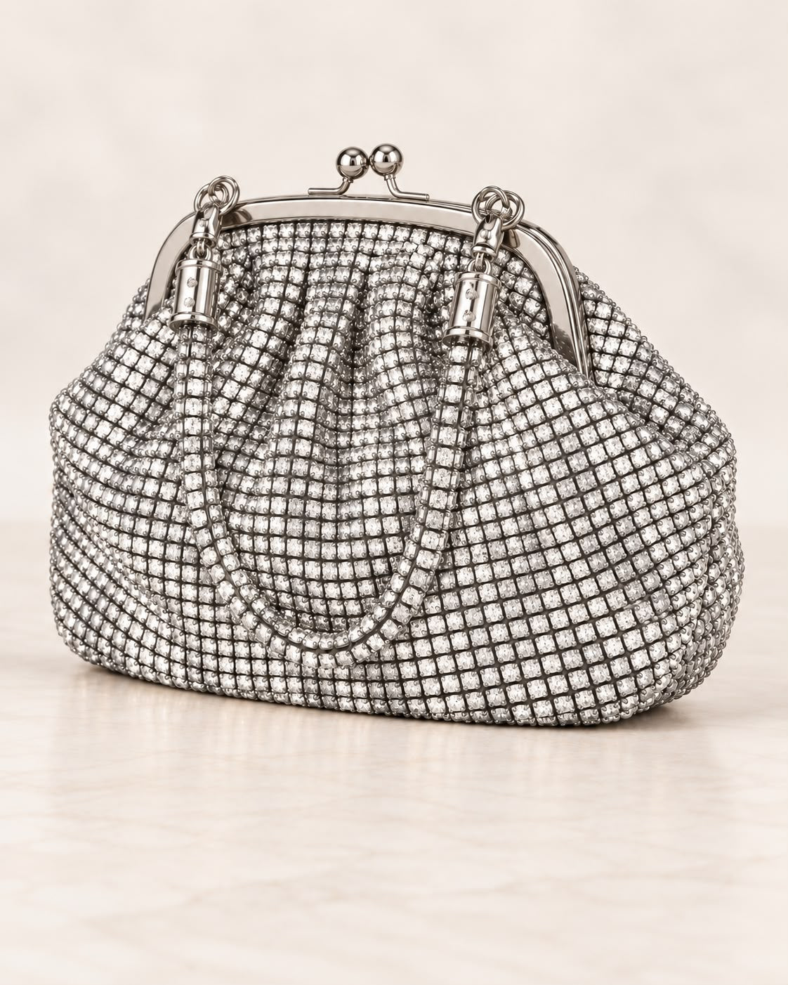 Bolso de fiesta Print Plateada y asa flexible