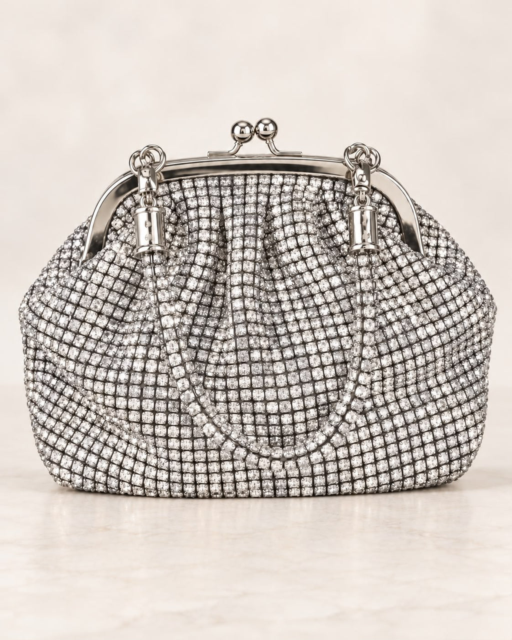 Bolso de fiesta Print Plateada y asa flexible