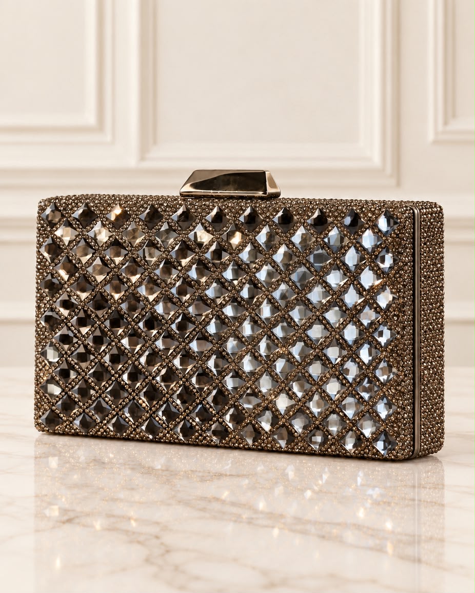 Bolso de fiesta Diamante en  tonos gráfitos y piedras