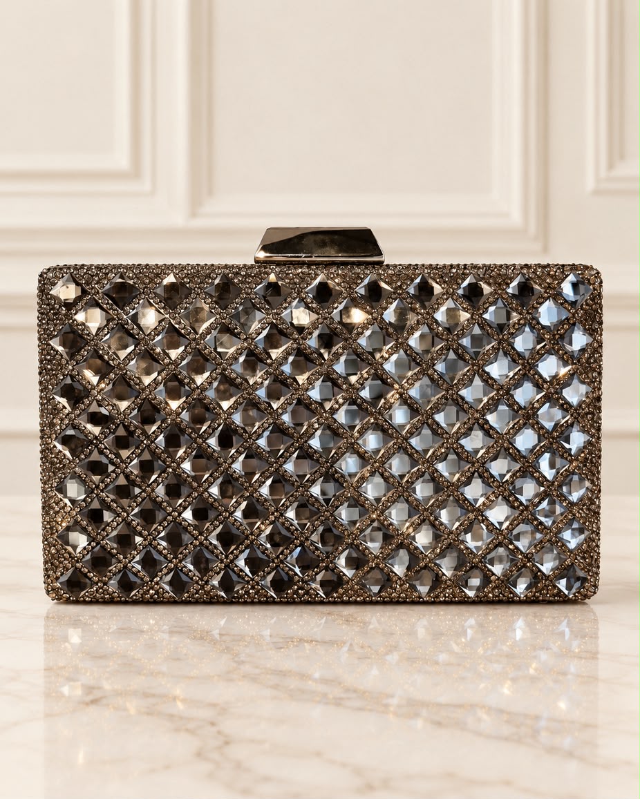 Bolso de fiesta Diamante en  tonos gráfitos y piedras