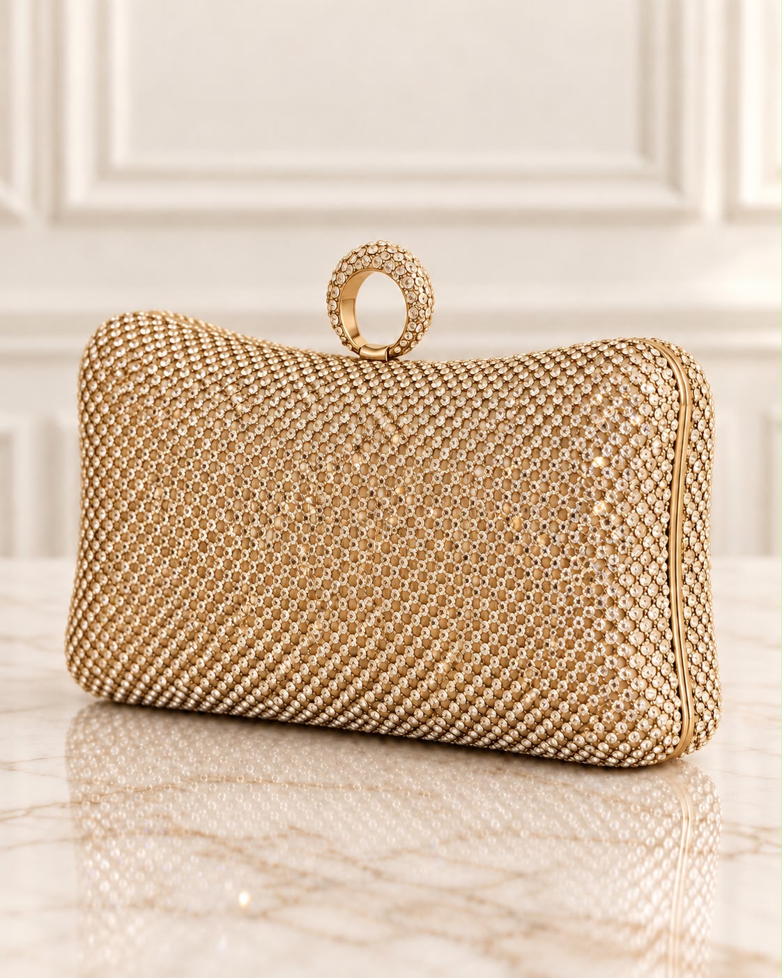 Bolso de fiesta Destellos en dorado y cristales