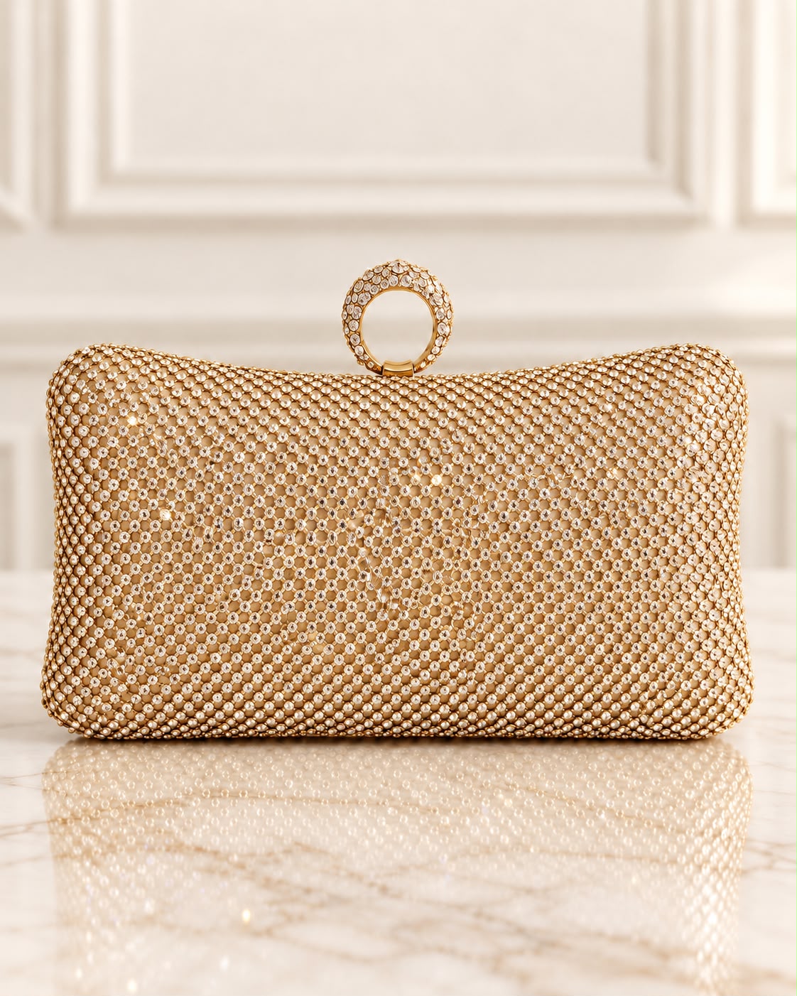 Bolso de fiesta Destellos en dorado y cristales