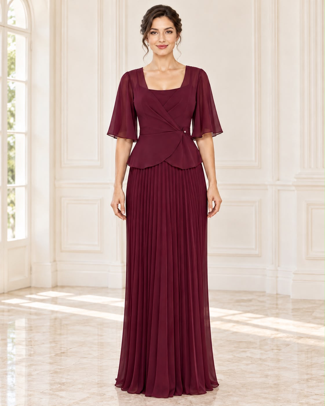 Vestido de fiesta Isa con chaqueta y falda plisada