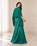 Vestido de fiesta Doris satinado con capa