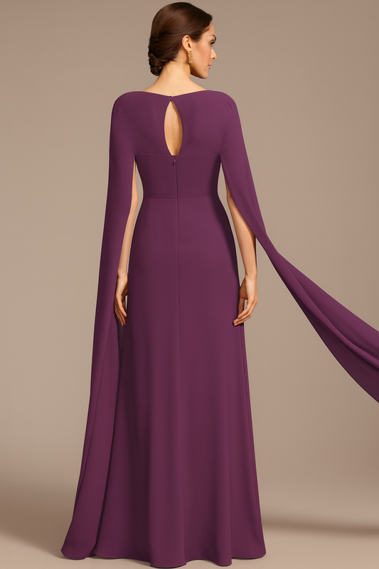 VESTIDO DE FIESTA BARBARA ESTILO HALTER CON MANGA ALA Y APLICACIÓN
