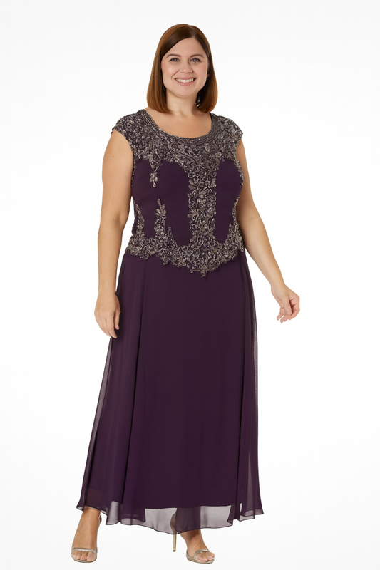 VESTIDO DE FIESTA  MARILU EN COLOR MORADO CON PIEDRERIA