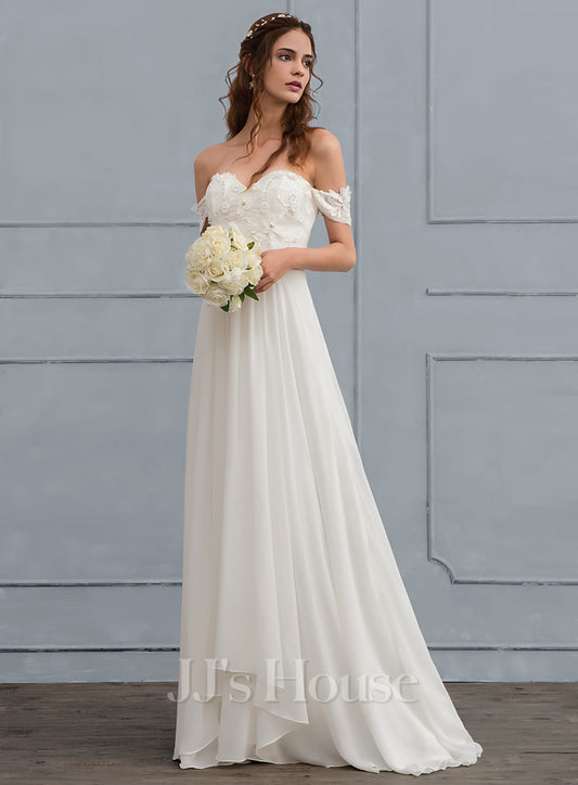 VESTIDO DE NOVIA SUSY MANGA CAÍDA Y APLICACIONES