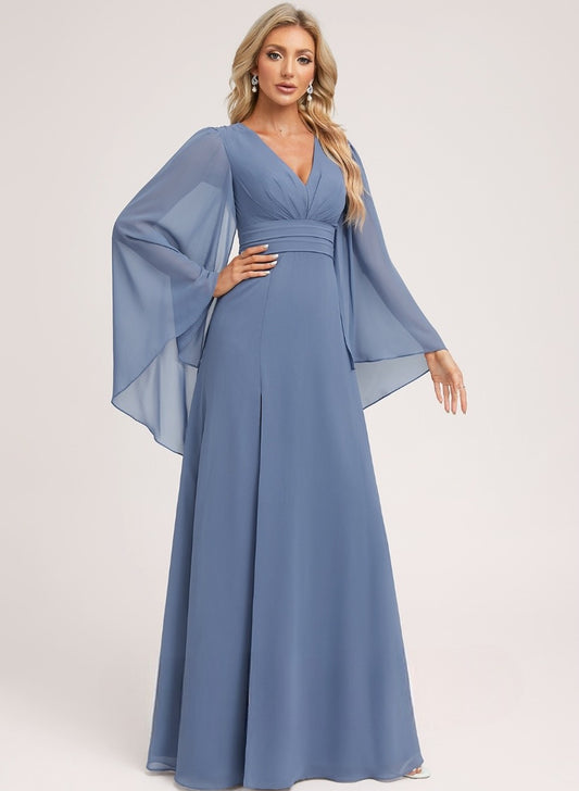 VESTIDO DE FIESTA ZERNA CON CORTE BAJO EL BUSTO Y MANGAS ABIERTAS