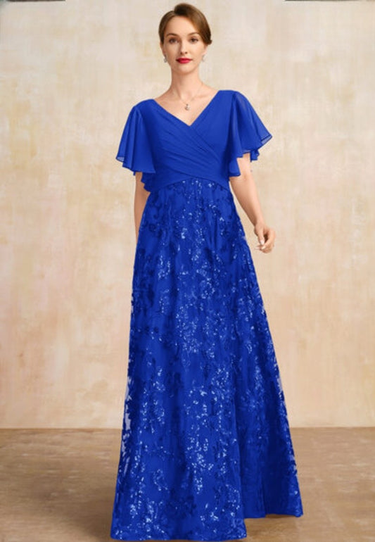 VESTIDO DE FIESTA BETTY CON FALDA BORDAD EN LENTEJUELAS Y GASA DRAPEADA