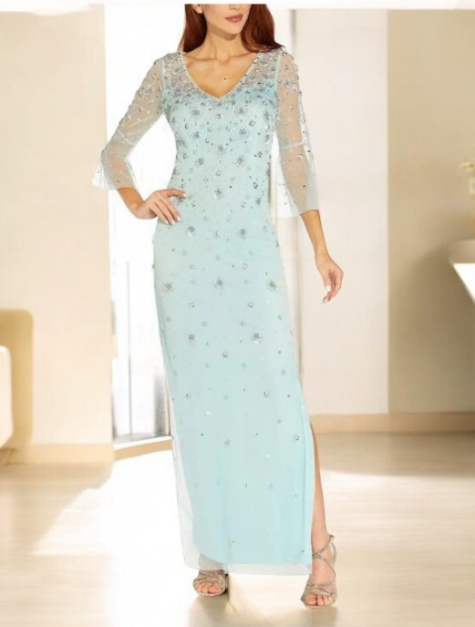 VESTIDO DE FIESTA ALICIE EN VERDE AGUA CON APLICACIONES  TALLA 40