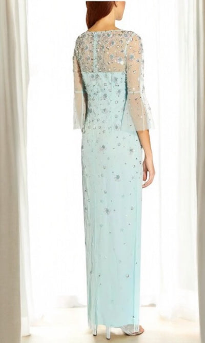 VESTIDO DE FIESTA ALICIE EN VERDE AGUA CON APLICACIONES  TALLA 40