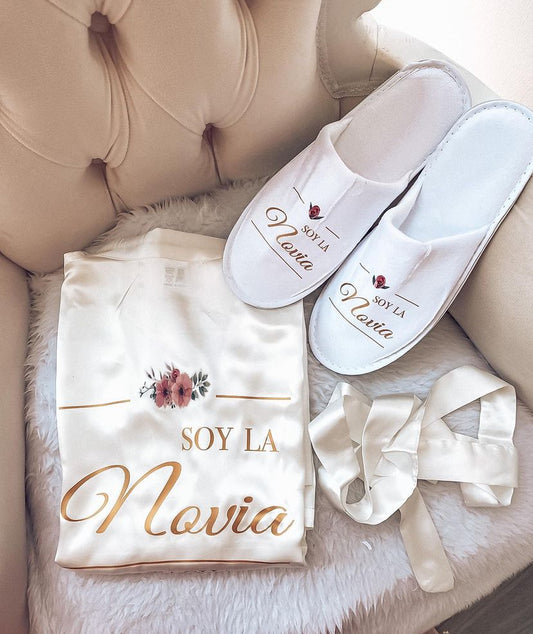 Bata de Satin Kimono  personalizada o sin personalizar,fina y elegante