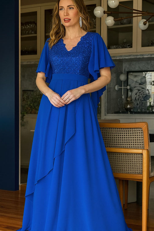 Vestido de fiesta Ellen con brillo sutil y manga campana