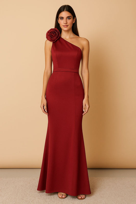 VESTIDO DE FIESTA  AUGUSTA ASIMETRICO CON APLICACION DIOR